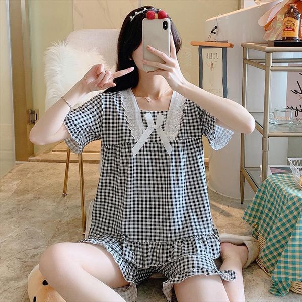 sleep two piece set womens sleepwears short sleeved cute loungewear cotton pajamas pyjamas ladies sleepwear pijama suit, Black;red
sleep two piece set womens sleepwears short sleeved cute loungewear cotton pajamas pyjamas ladies sleepwear pijama suit, Black;red