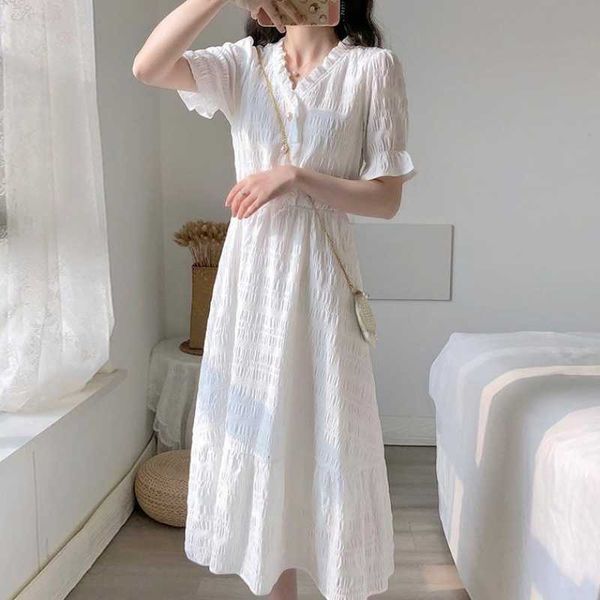 two piece dress pearls buttons white party short sleeve casual elegant summer long midi length korean v-neck vintage chic 2021 z17
two piece dress pearls buttons white party short sleeve casual elegant summer long midi length korean v-neck vintage chic 2021 z17