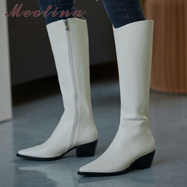 meotina western boots women shoes genuine leather high heel knee-high boots pointed toe block heels zip long boots lady beige 40 210520, Black
meotina western boots women shoes genuine leather high heel knee-high boots pointed toe block heels zip long boots lady beige 40 210520, Black