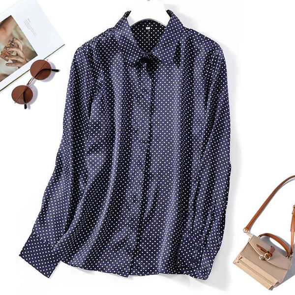 blouses women's 100% mulberry satin silk navy dots button down long sleeve shirt blouse collared office work jn598, White
blouses women's 100% mulberry satin silk navy dots button down long sleeve shirt blouse collared office work jn598, White