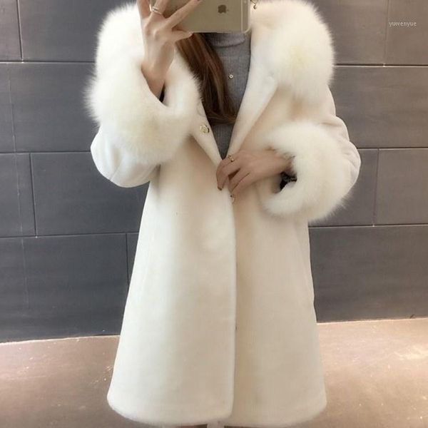 women's fur & faux 2021 fashion winter hooded sheep sheared coat wool women medium long imitation hair thickened korean slim fit, Black
women's fur & faux 2021 fashion winter hooded sheep sheared coat wool women medium long imitation hair thickened korean slim fit, Black