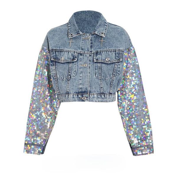 women's jackets fashion temperament street style denim women 2021 spring sequins patchwork design coats casual all-match jean clothes, Black;brown
women's jackets fashion temperament street style denim women 2021 spring sequins patchwork design coats casual all-match jean clothes, Black;brown