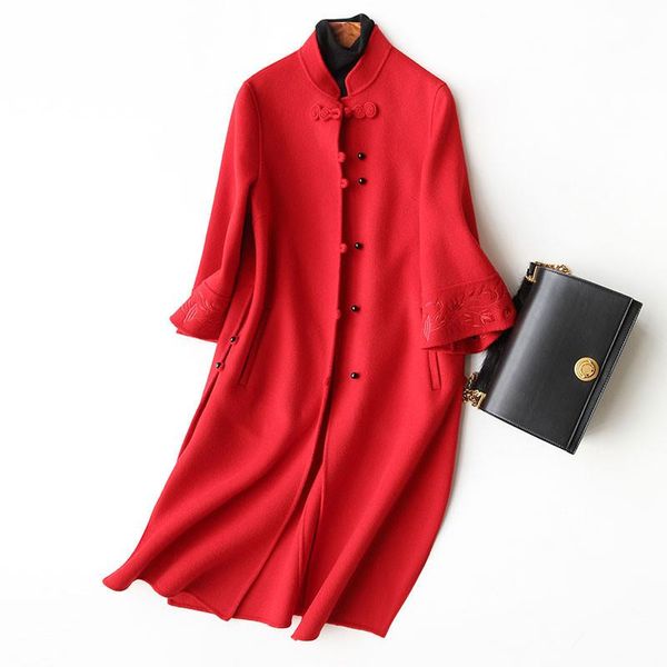 women's wool & blends 2021 winter 100% women chinese style embroidery coat female long autumn jackets casacos 37107 wyq1154, Black
women's wool & blends 2021 winter 100% women chinese style embroidery coat female long autumn jackets casacos 37107 wyq1154, Black