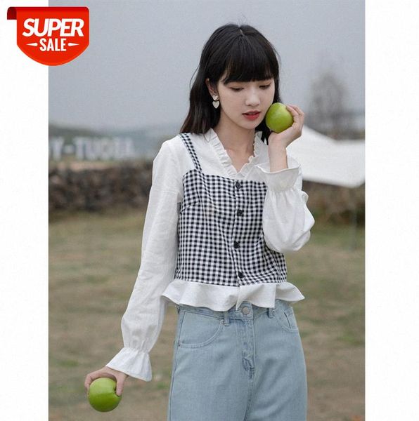 v-neck shirt women's early design sense xiao public fake two sweet age-reducing can be issued on behalf of #cx6y, Black;gray 
v-neck shirt women's early design sense xiao public fake two sweet age-reducing can be issued on behalf of #cx6y, Black;gray