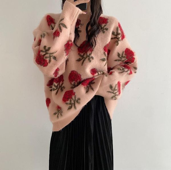 women's sweaters nshypoi 2021 autumn winter korean chic round neck flower sweater fashion casual knitted soft girl, White;black
women's sweaters nshypoi 2021 autumn winter korean chic round neck flower sweater fashion casual knitted soft girl, White;black
