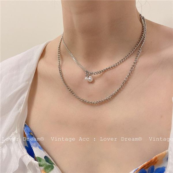 pendant necklaces girl's exquisite vintage double layer chain necklace women's pearl for female charm korean fashion jewelry, Silver
pendant necklaces girl's exquisite vintage double layer chain necklace women's pearl for female charm korean fashion jewelry, Silver