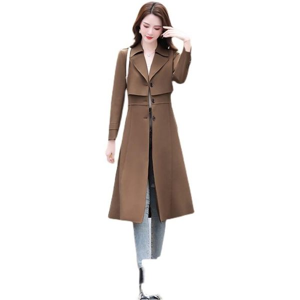 women's wool & blends trench coat for women spring and autumn 2021 mid-length fashion burgundy small top, Black
women's wool & blends trench coat for women spring and autumn 2021 mid-length fashion burgundy small top, Black
