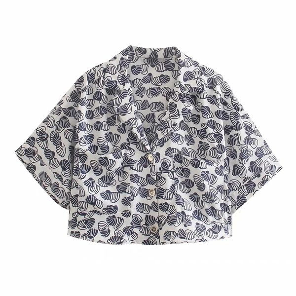 women elegant shell print crop shirt za fashion slim bodycon short blouse turn-down collar summer chic lady stylish blusas 210521, White
women elegant shell print crop shirt za fashion slim bodycon short blouse turn-down collar summer chic lady stylish blusas 210521, White