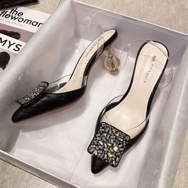 clear slingback shoes women crystal high heels luxury pumps back strap shallow pointed toe slides fashion transparent sandals dress, Black
clear slingback shoes women crystal high heels luxury pumps back strap shallow pointed toe slides fashion transparent sandals dress, Black