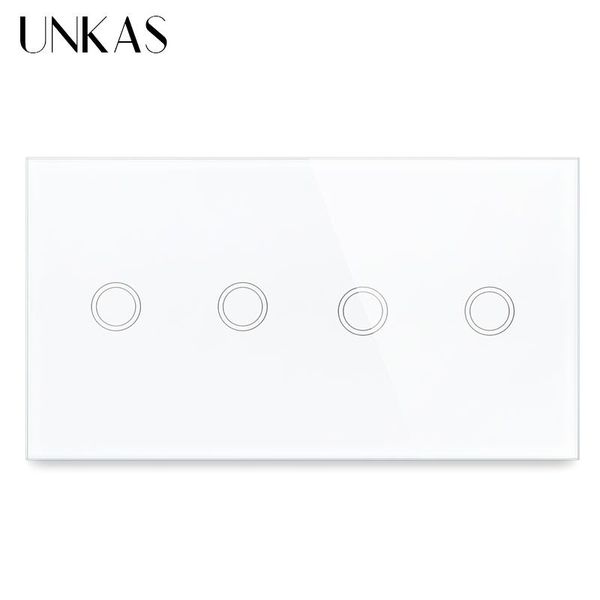 smart home control unkas 4 gang 1 way eu standard olny touch on/off function light switch 157mm crystal class panel 300w dual 2 gnag outlet
smart home control unkas 4 gang 1 way eu standard olny touch on/off function light switch 157mm crystal class panel 300w dual 2 gnag outlet