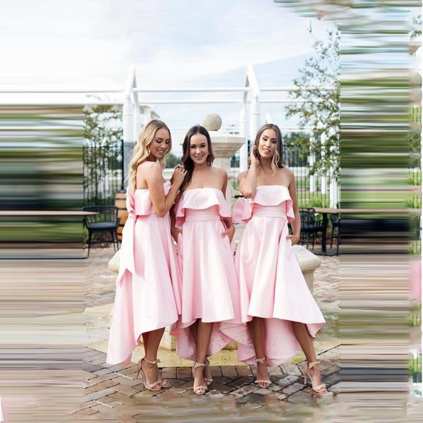 bridesmaid dress strapless high low party gowns hi-lo honor of maid custom made with bow back spring bridesmaids prom junior, White;pink
bridesmaid dress strapless high low party gowns hi-lo honor of maid custom made with bow back spring bridesmaids prom junior, White;pink