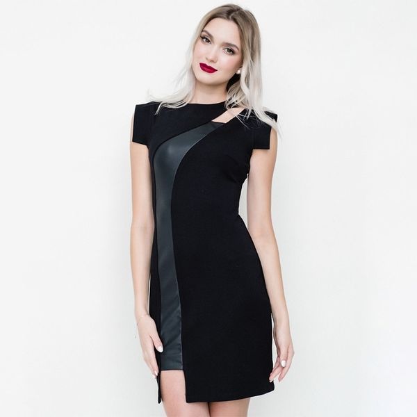 casual dresses summer pu leather stitching balck short sleeve pencil bodycon women office work elegant mini es for 9skg, Black;gray
casual dresses summer pu leather stitching balck short sleeve pencil bodycon women office work elegant mini es for 9skg, Black;gray