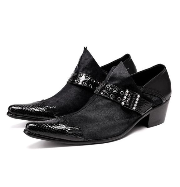 dress shoes pointed casual mens leather fashion increased nightclub high heels, Black