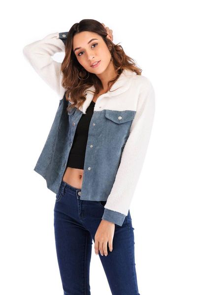 women's jackets neatie kiddie plush stitching corduroy jacket coat women outwear single-breasted turn-down collar patchwork female, Black;brown
women's jackets neatie kiddie plush stitching corduroy jacket coat women outwear single-breasted turn-down collar patchwork female, Black;brown
