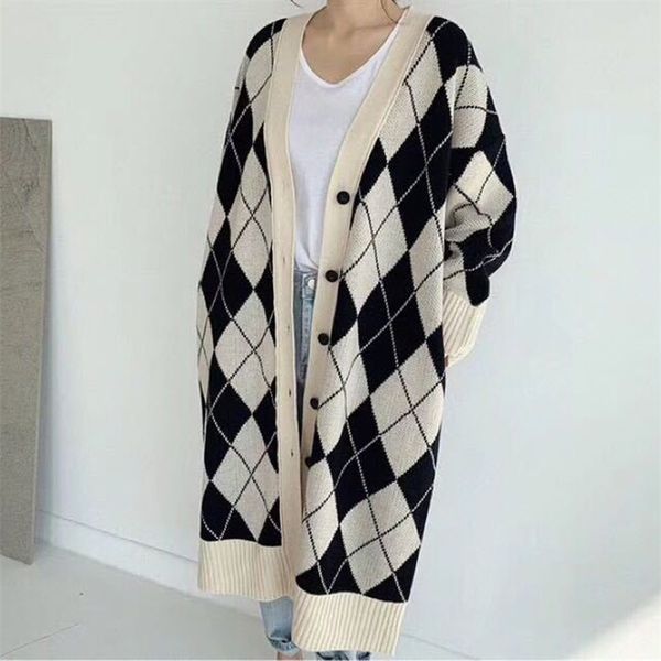 vintage oversized long knitted cardigans women autumn v-neck single-breasted patchwork plaid female open stitch sweater 210517, White
vintage oversized long knitted cardigans women autumn v-neck single-breasted patchwork plaid female open stitch sweater 210517, White