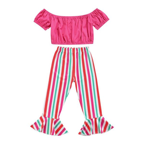 clothing sets girls solid color boat neck short sleeve crop + striped flared trousers for summer pink 2 pieces kids suit set cute /styli, White
clothing sets girls solid color boat neck short sleeve crop + striped flared trousers for summer pink 2 pieces kids suit set cute /styli, White