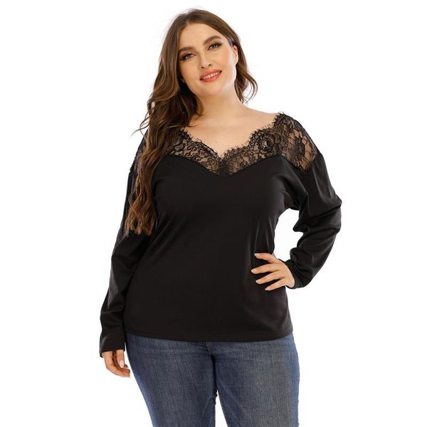 women's blouses & shirts floral lace tunic, casual plus size long sleeve v-neck loose solid color blouse l-4xl, White
women's blouses & shirts floral lace tunic, casual plus size long sleeve v-neck loose solid color blouse l-4xl, White