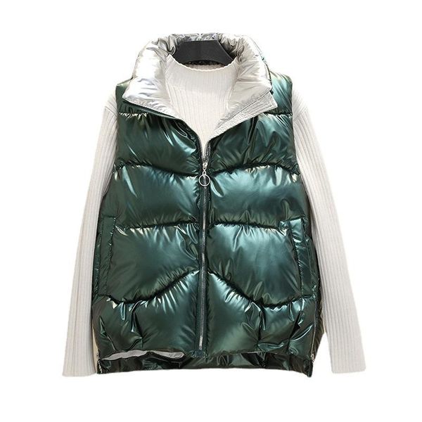women's vests 2021 short glossy down cotton vest large sleeveless waistcoat autumn/winter stand collar thicken fashion parker jacket, Black;white
women's vests 2021 short glossy down cotton vest large sleeveless waistcoat autumn/winter stand collar thicken fashion parker jacket, Black;white