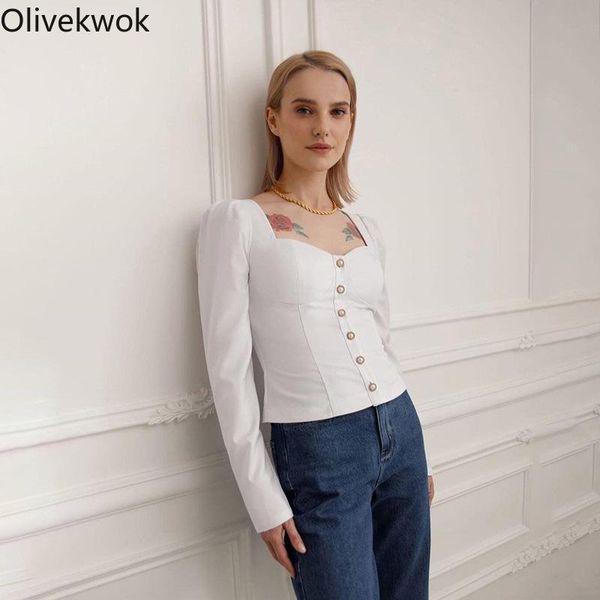 women's t-shirt olivekwok woman puff sleeve t shirts square collar long high street fashion solid autumn female, White
women's t-shirt olivekwok woman puff sleeve t shirts square collar long high street fashion solid autumn female, White