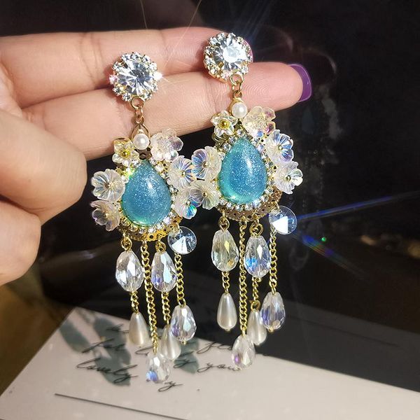 dangle & chandelier water drop crystal earrings for women long tassel pearl statement jewelry, Silver
dangle & chandelier water drop crystal earrings for women long tassel pearl statement jewelry, Silver