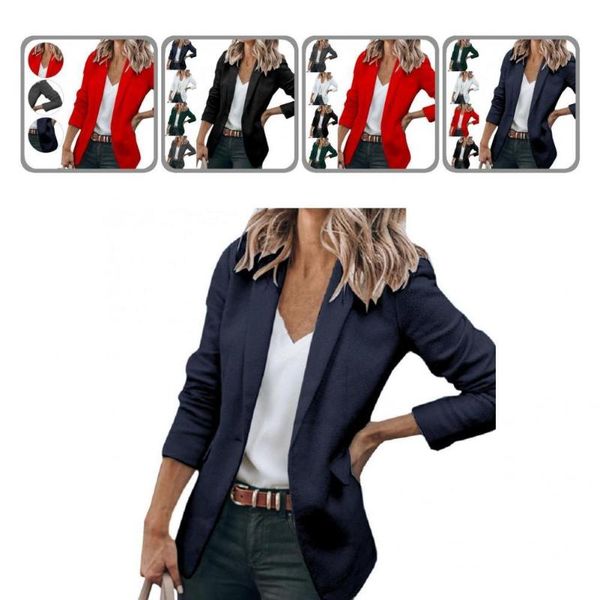 women's suits & blazers jacket stylish single button fake pockets coat autumn, White;black
women's suits & blazers jacket stylish single button fake pockets coat autumn, White;black