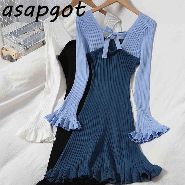 korean chic slim temperament sweet ruffles v neck backless lace up hollow out knitted dress autumn patchwork hit color 210429, Black;gray
korean chic slim temperament sweet ruffles v neck backless lace up hollow out knitted dress autumn patchwork hit color 210429, Black;gray