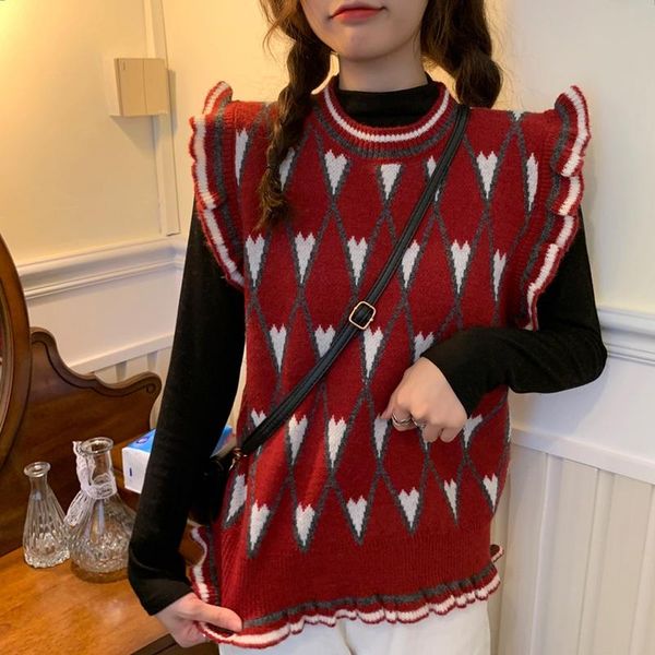 women's vests 2021 korean argyle sweater vest for women autumn winter kawaii pullover waistcoat knitted sleeveless jecket gilet femme, Black;white
women's vests 2021 korean argyle sweater vest for women autumn winter kawaii pullover waistcoat knitted sleeveless jecket gilet femme, Black;white