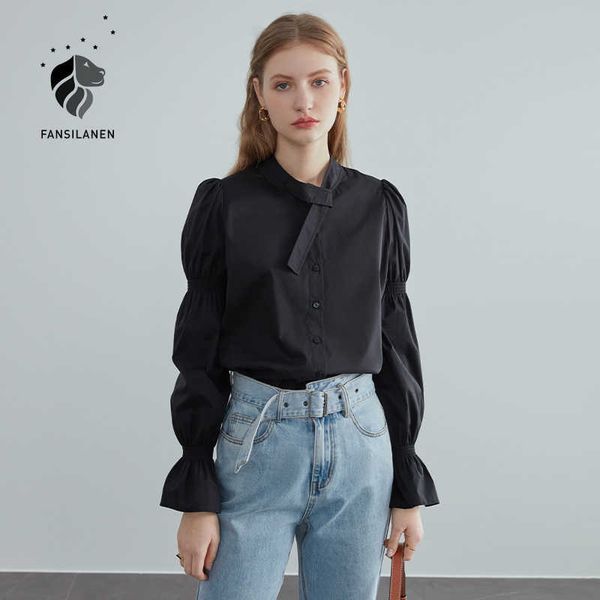 fansilanen french stand-up collar puff sleeve black shirt female spring long-sleeved fashion womens 210607, White
fansilanen french stand-up collar puff sleeve black shirt female spring long-sleeved fashion womens 210607, White