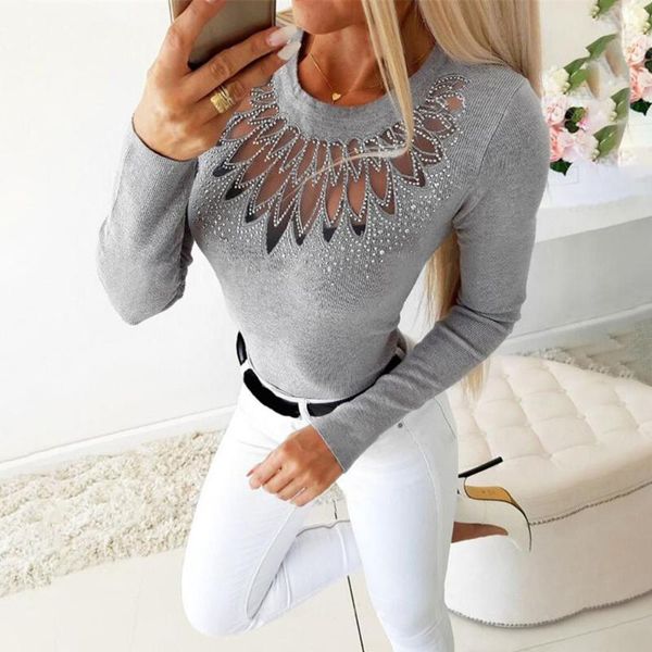 women's t-shirt spring autumn women elegant slim fashion hollow out o-neck long sleeve solid femme plus size 5xl, White
women's t-shirt spring autumn women elegant slim fashion hollow out o-neck long sleeve solid femme plus size 5xl, White