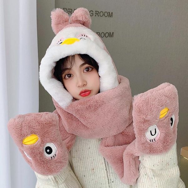 berets korean version of the winter cute cold-proof hat scarf and gloves three-piece female cartoon plus velvet to keep warm, Blue;gray
berets korean version of the winter cute cold-proof hat scarf and gloves three-piece female cartoon plus velvet to keep warm, Blue;gray