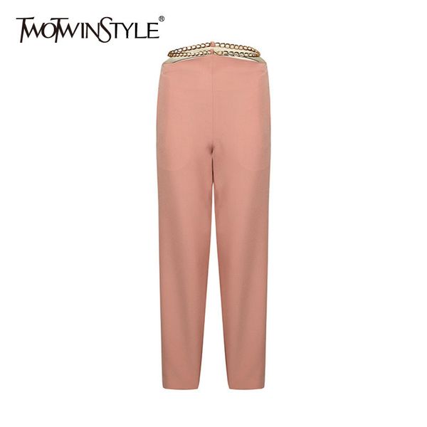 hollow out casual pants for women high waist patchwork chain straight trousers female fashion clothing 210423, Black;white
hollow out casual pants for women high waist patchwork chain straight trousers female fashion clothing 210423, Black;white
