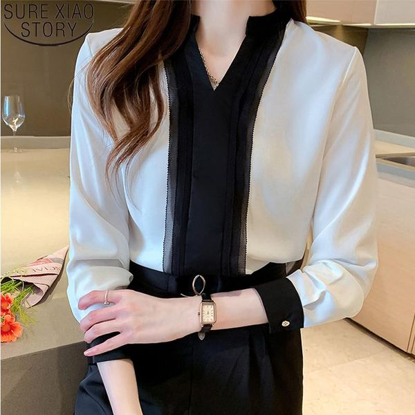 women's blouses & shirts office lady shirt 2021 autumn silk women long sleeve v-neck black and white contrast color satin blouse blusa
women's blouses & shirts office lady shirt 2021 autumn silk women long sleeve v-neck black and white contrast color satin blouse blusa