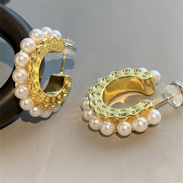 hoop & huggie huanzhi 2021 vintage golden cooper metal pearl c-shaped earrings irregular geometry for women girls travel party jewelry, Golden;silver
hoop & huggie huanzhi 2021 vintage golden cooper metal pearl c-shaped earrings irregular geometry for women girls travel party jewelry, Golden;silver