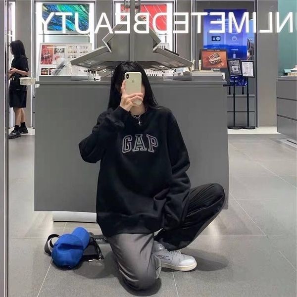 brand hoodie gap spring autumn oatmeal sweater women's round neck loose casual couple long sleeve t-shirt bottomed top, Black
brand hoodie gap spring autumn oatmeal sweater women's round neck loose casual couple long sleeve t-shirt bottomed top, Black