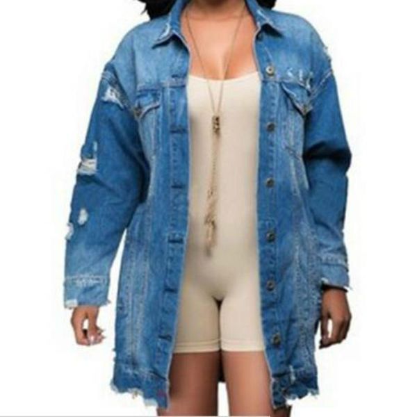 women's jackets european and beautiful mid-length ripped denim trench coat with long holes fall 2021 women jacket, Black;brown
women's jackets european and beautiful mid-length ripped denim trench coat with long holes fall 2021 women jacket, Black;brown