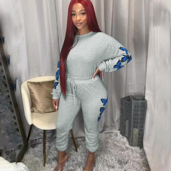 women's two piece pants rmsfe 2021 selling women solid color long sleeve round neck fashion butterfly printed casual set, White
women's two piece pants rmsfe 2021 selling women solid color long sleeve round neck fashion butterfly printed casual set, White