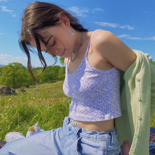 women's tanks & camis europe and the united states summer umbilical dew little harness ed as a broken flower, White
women's tanks & camis europe and the united states summer umbilical dew little harness ed as a broken flower, White