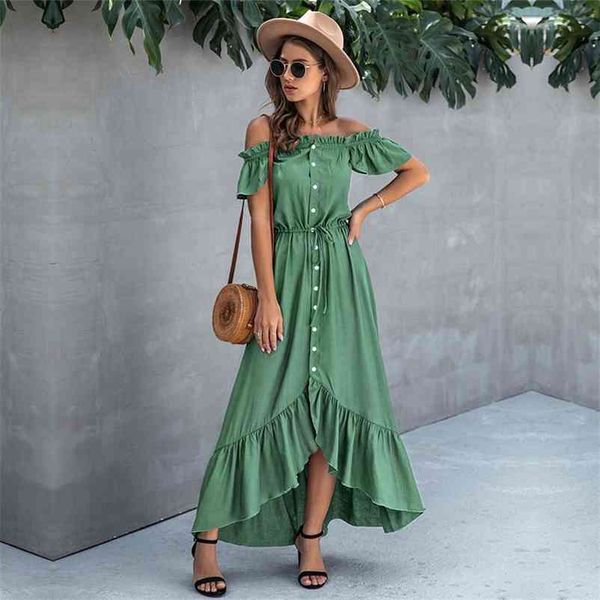 summer ladies elegant solid off the shoulder dress women new casual slash neck short single breasted irregular long dress 210331, Black;gray
summer ladies elegant solid off the shoulder dress women new casual slash neck short single breasted irregular long dress 210331, Black;gray