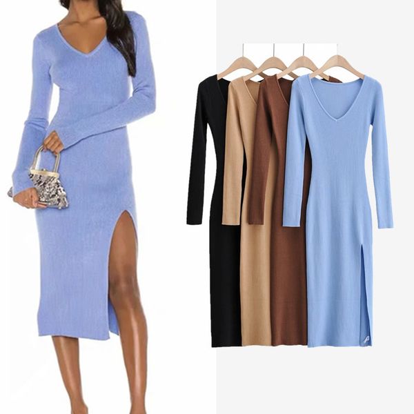 new dress autumn and winter france style fashion deep v-neck side split knitted long sleeved sweater dress mid-length skirt, Black;gray
new dress autumn and winter france style fashion deep v-neck side split knitted long sleeved sweater dress mid-length skirt, Black;gray