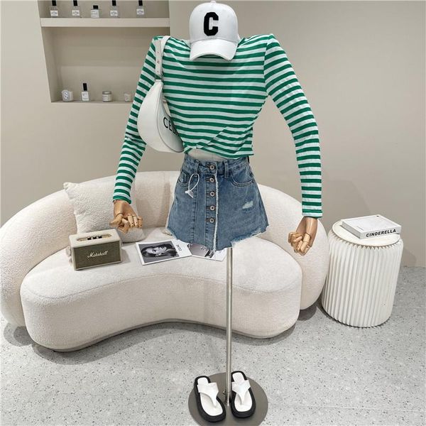 women's tracksuits clothing summer 2021 fashion slim backless striped short sleeve t-shirt + high waist denim pantskirt, Gray
women's tracksuits clothing summer 2021 fashion slim backless striped short sleeve t-shirt + high waist denim pantskirt, Gray