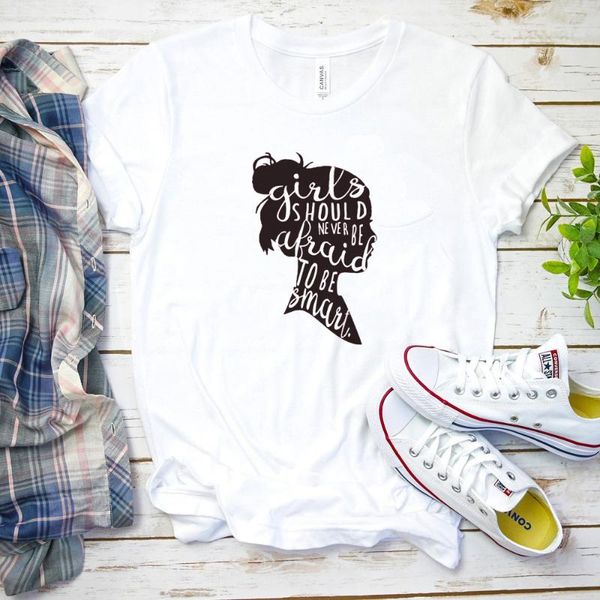 women's t-shirt girls should never be afraid to smart portrait shirt funny women fashion girl power tee couple empowering &tee, White
women's t-shirt girls should never be afraid to smart portrait shirt funny women fashion girl power tee couple empowering &tee, White