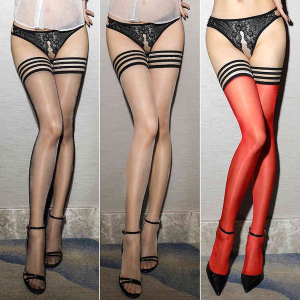 10d oil shine contrast thigh high stockings silicone stay up lace ultra thin transaprent medias lingerie, Black
10d oil shine contrast thigh high stockings silicone stay up lace ultra thin transaprent medias lingerie, Black