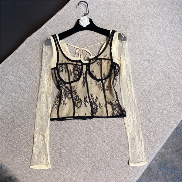 women's blouses & shirts 2021 spring design sense fake two-piece mesh long-sleeved lace shirt blouse women 0304, White
women's blouses & shirts 2021 spring design sense fake two-piece mesh long-sleeved lace shirt blouse women 0304, White