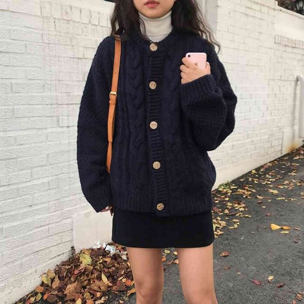 women's knits & tees suéter solto de pescoço o feminino, novo cardigã com gola redonda em linha única, jaqueta solta, moda primave, White 
women's knits & tees suéter solto de pescoço o feminino, novo cardigã com gola redonda em linha única, jaqueta solta, moda primave, White