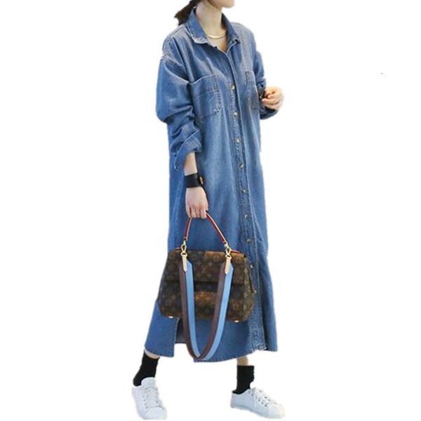 dresses south korea lengthened over the knee long spring and autumn side slits loose denim shirt dress large size thin jacket, Black;gray
dresses south korea lengthened over the knee long spring and autumn side slits loose denim shirt dress large size thin jacket, Black;gray