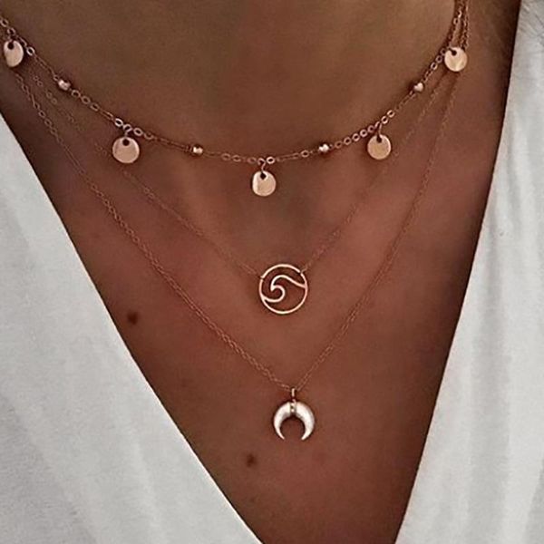 women's necklace moon hollow round multiple chains pendants 2021 fashion geometric personality wafer sales nightclub pendant necklaces, Silver
women's necklace moon hollow round multiple chains pendants 2021 fashion geometric personality wafer sales nightclub pendant necklaces, Silver