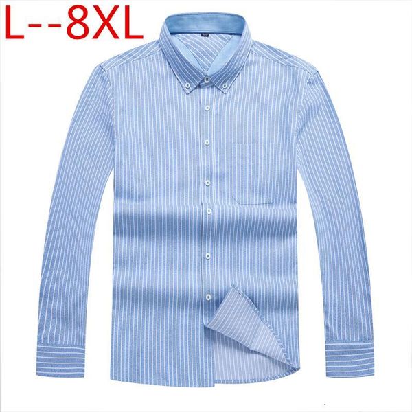 men's casual shirts plus size 10xl 8xl mens business long sleeved men shirt classic striped male social dress outwear dez1, White;black