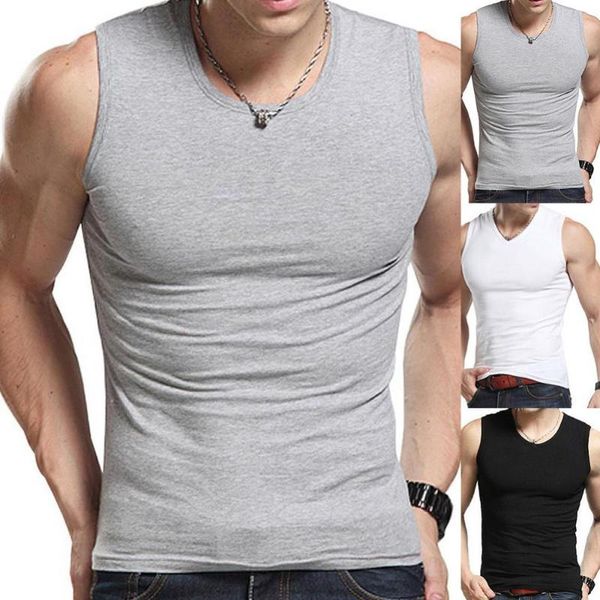 men' tank men solid color sleeveless round neck vest slim fitness fit undershirt, White;black
men' tank men solid color sleeveless round neck vest slim fitness fit undershirt, White;black