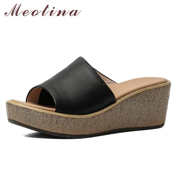 meotina slippers natural genuine leather shoes women wedges high heel sandals round toe platform cow ladies footwear, Black
meotina slippers natural genuine leather shoes women wedges high heel sandals round toe platform cow ladies footwear, Black