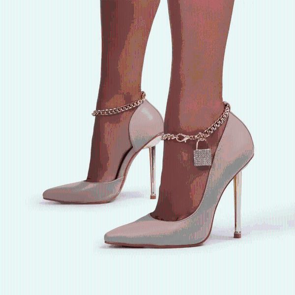 dress shoes 2021 women's pointed toe shallow mouth metal chain rhinestone lock banquet stiletto high heels single wedding, Black
dress shoes 2021 women's pointed toe shallow mouth metal chain rhinestone lock banquet stiletto high heels single wedding, Black